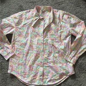 NWT For Love & Lemons Floral Print Long-Sleeve Shirt - Pink Multi
